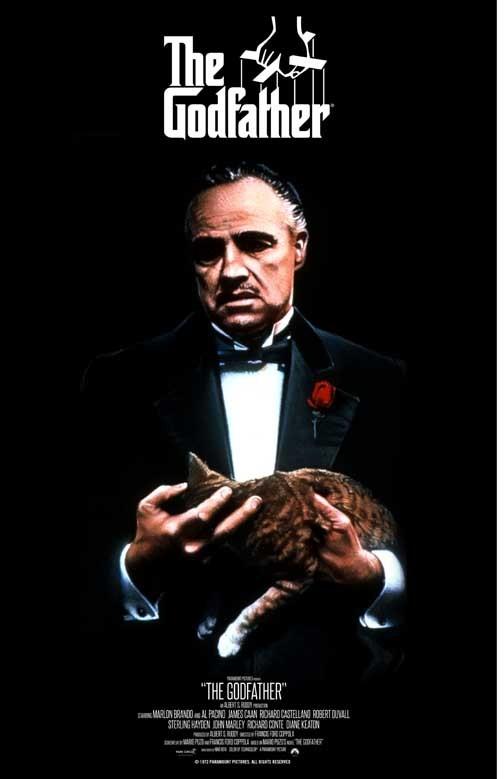 Marlon Brando THE GODFATHER holding cat movie poster 11x17