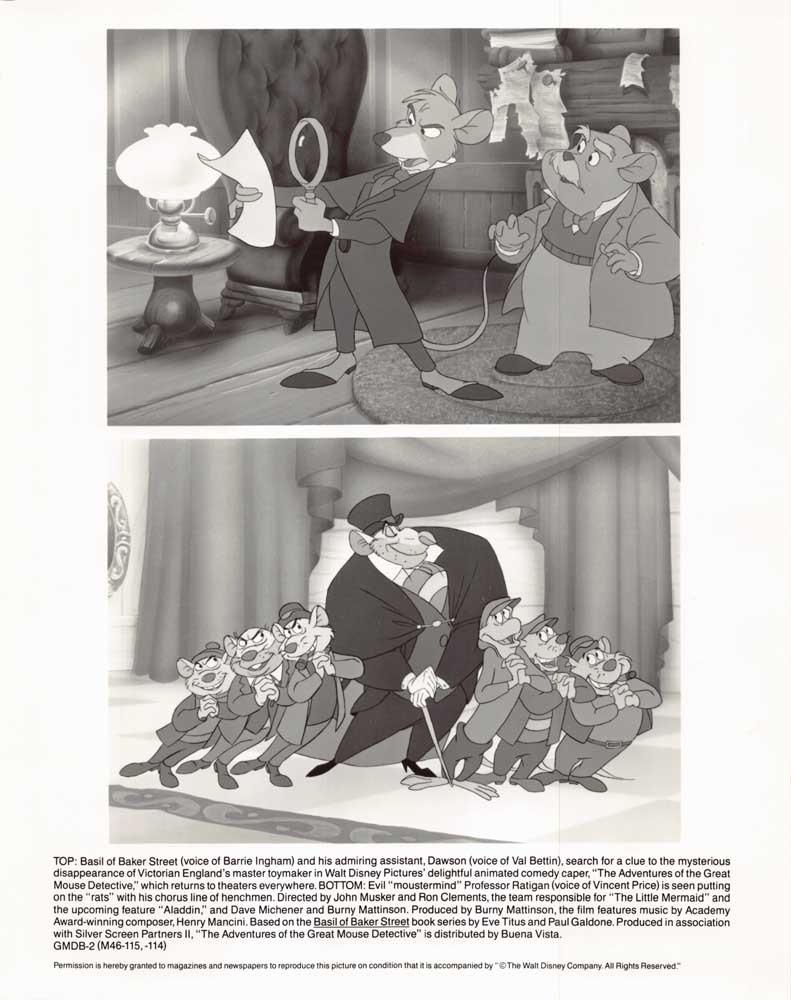 Vincent Price THE GREAT MOUSE DETECTIVE original 8x10 press photo 1992