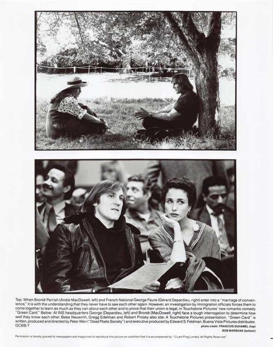 Andie MacDowell GREEN CARD Bebe Neuwirth original 8x10 press photos 1990