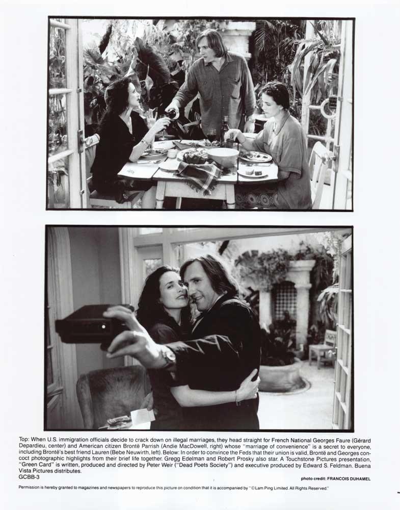 Andie MacDowell GREEN CARD Bebe Neuwirth original 8x10 press photos 1990