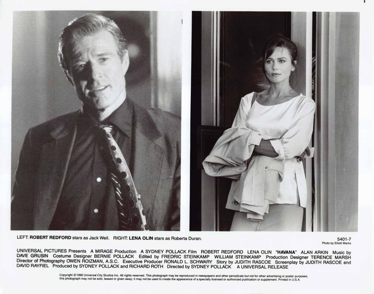 Raul Julia HAVANA Lena Olin Robert Redford original 8x10 press photos 1990