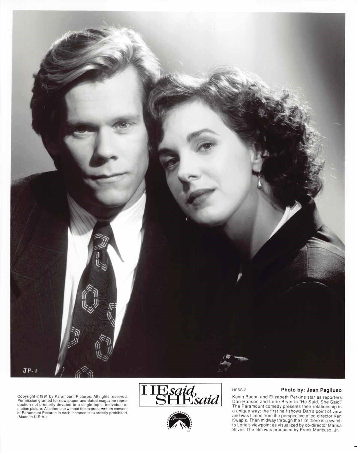 Kevin Bacon HE SAID, SHE SAID Elizabeth Perkins 1991 original 8x10 press photos