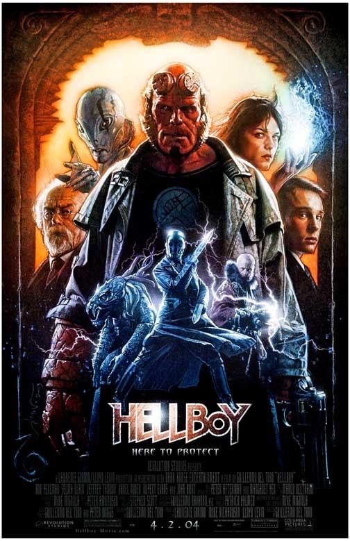 Ron Perlman HELLBOY Selma Blair Doug Jones movie poster 11x17 Drew Struzan