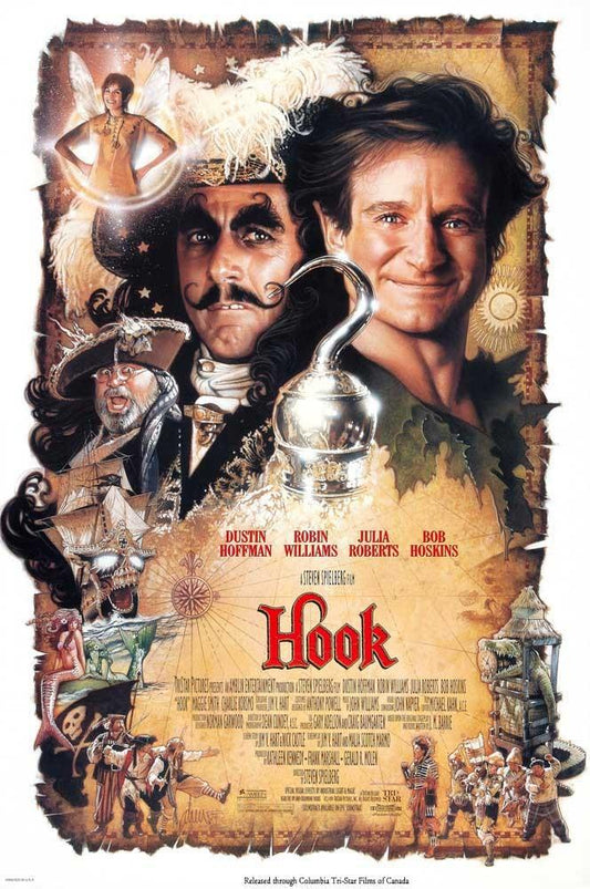 Robin Williams HOOK Dustin Hoffman 1991 original 27x40 movie poster Drew Struzan