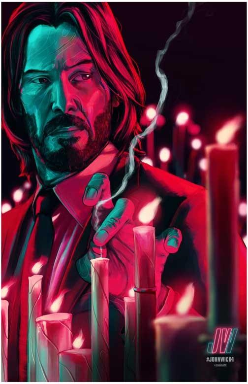 Keanu Reeves JOHN WICK CHAPTER 4 candles advance movie poster 11x17