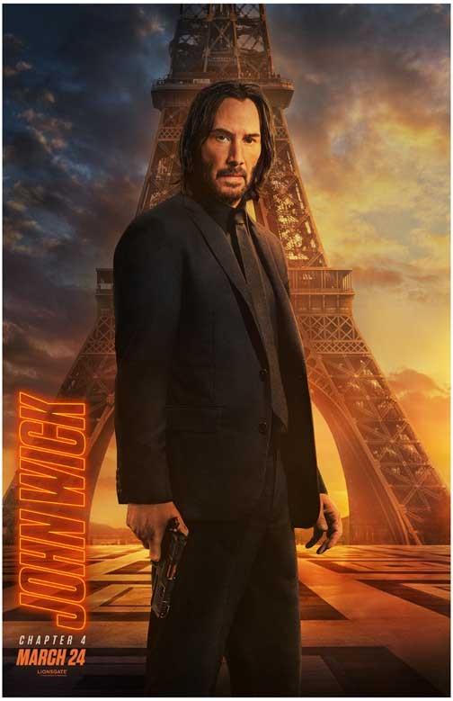 Keanu Reeves JOHN WICK CHAPTER 4 Eiffel Tower advance movie poster 11x17