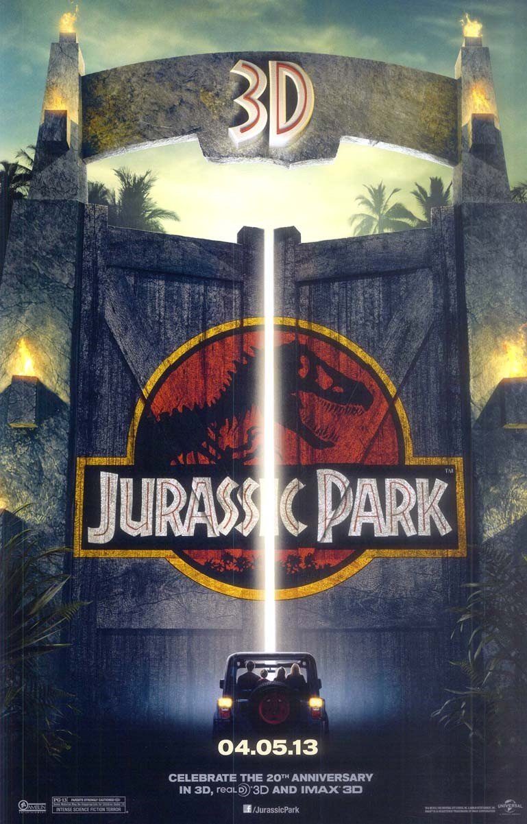 Sam Neill JURASSIC PARK 3D Laura Dern Jeff Goldblum original movie poster 11x17