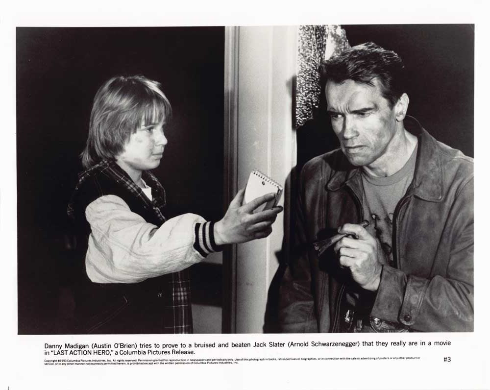 O'Brien LAST ACTION HERO Arnold Schwarzenegger original 10x8 press photo 1993