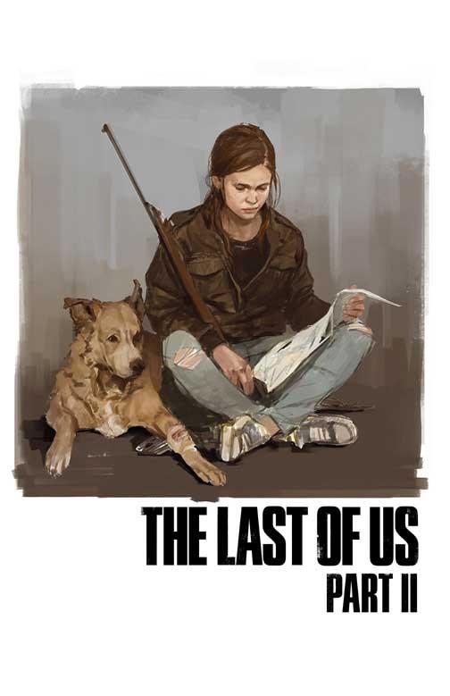 Naughty Dog LAST OF US PART 2 Ellie & dog video game poster 11x17