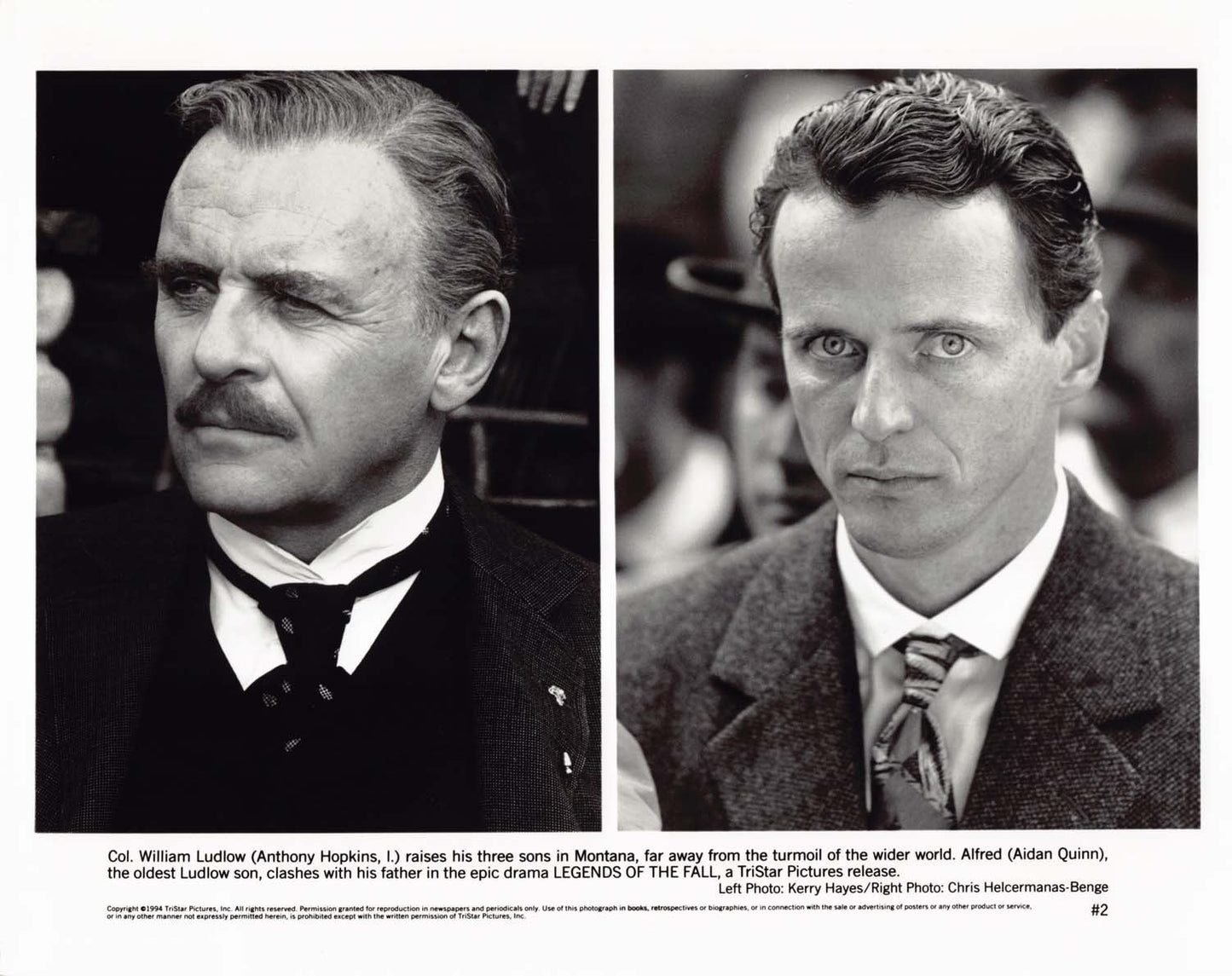 Anthony Hopkins LEGENDS OF THE FALL Brad Pitt original press photos 1994
