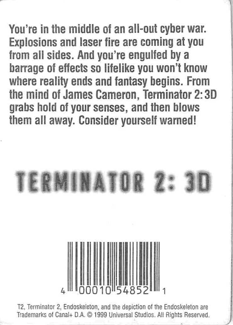 Schwarzenegger T2-3D TERMINATOR 2 lenticular Universal Studios card