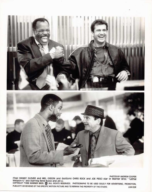 Mel Gibson LETHAL WEAPON 4 Danny Glover Joe Pesci original 8x10 press photo 1998