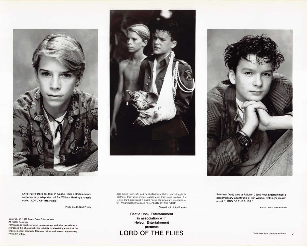 Balthazar Getty LORD OF THE FLIES Chris Furth original 8x10 press photos 1990