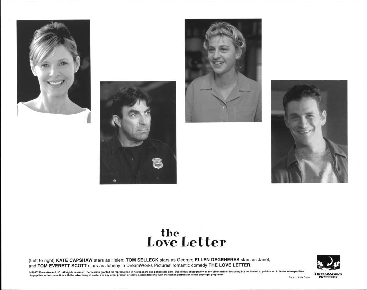 Tom Selleck THE LOVE LETTER Kate Capshaw original 8x10 press photos 1999