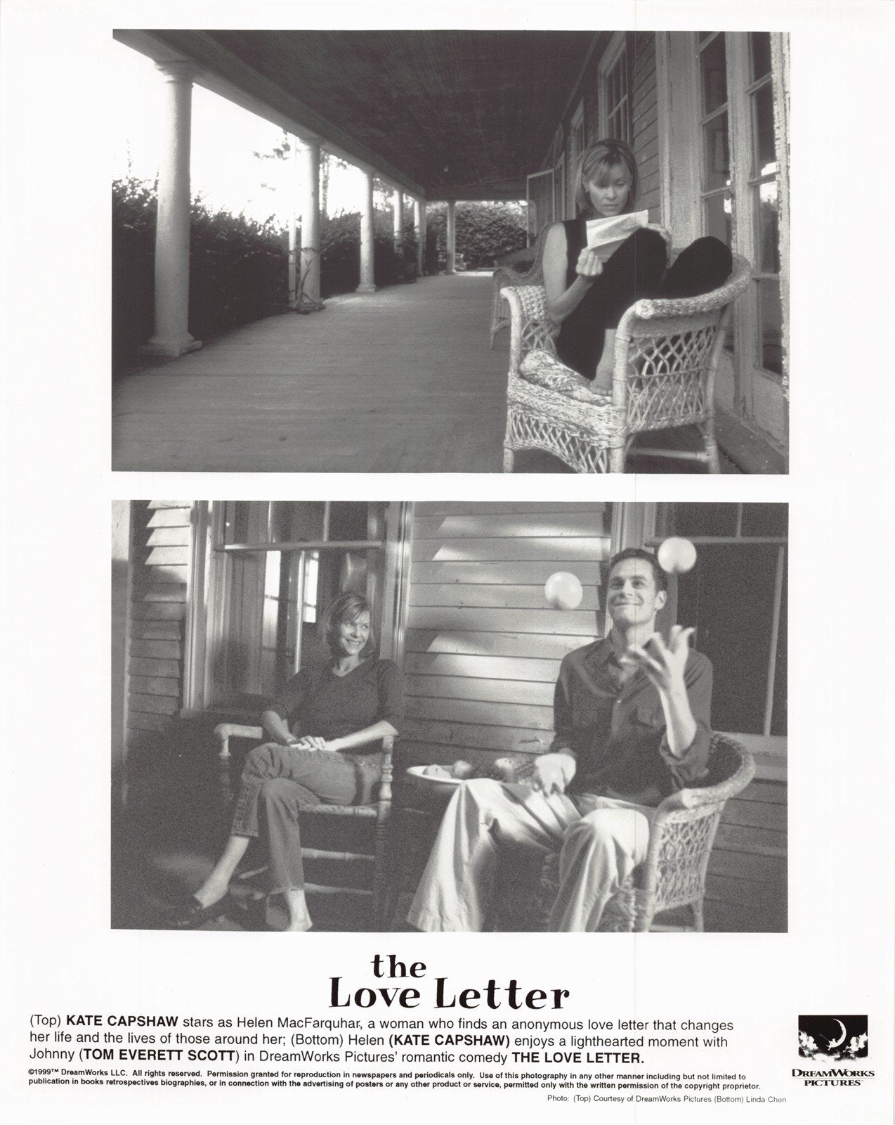 Kate Capshaw THE LOVE LETTER Tom Everett Scott original 8x10 press photo 1999