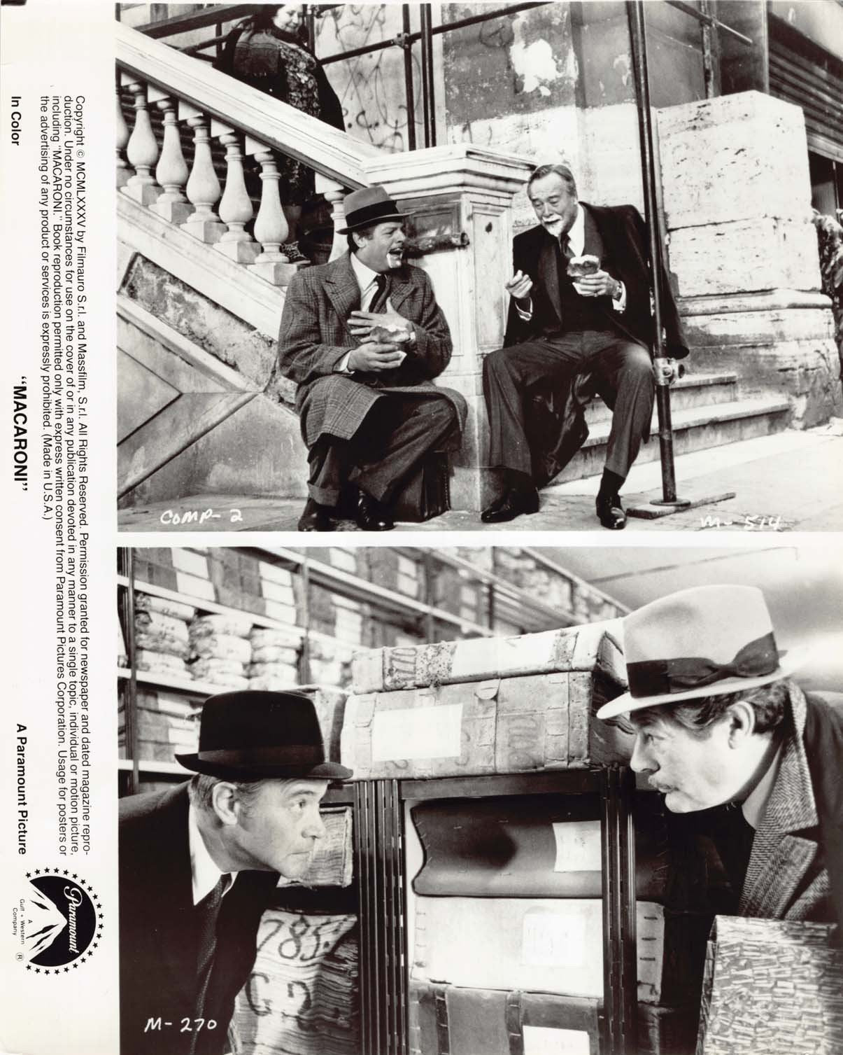 Jack Lemmon MACARONI Marcello Mastroianni original 8x10 press photos 1985