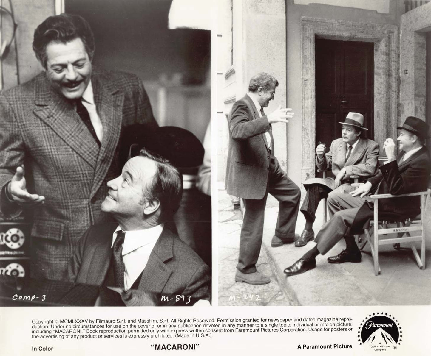 Jack Lemmon MACARONI Marcello Mastroianni original 8x10 press photos 1985