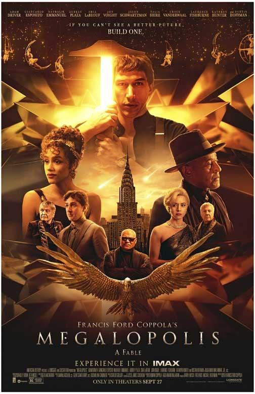 Adam Driver MEGALOPOLIS Aubrey Plaza Jon Voight movie poster 11x17 Coppola