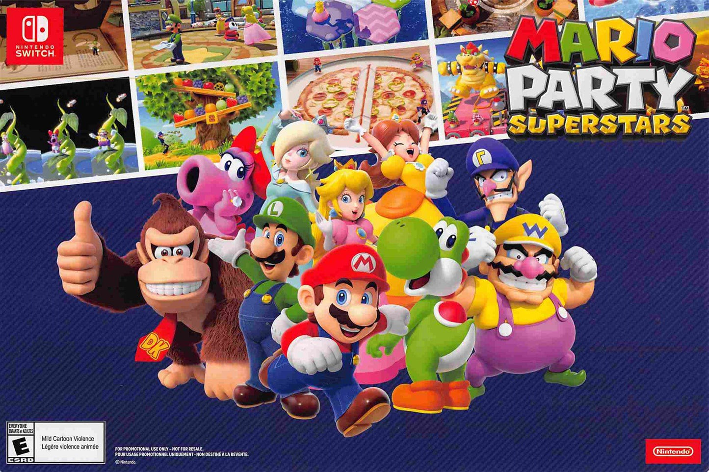 Nintendo Switch SUPER MARIO BROS. WONDER and MARIO PARTY promo poster 10½ x 7