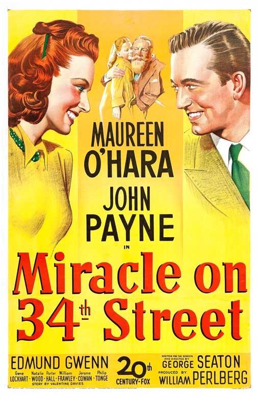Maureen O'Hara MIRACLE ON 34TH STREET John Payne movie poster 11x17