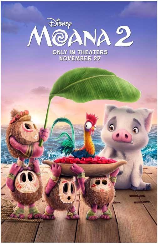 Disney MOANA 2 Coconut Tribe Hei-Hei movie poster 11x17