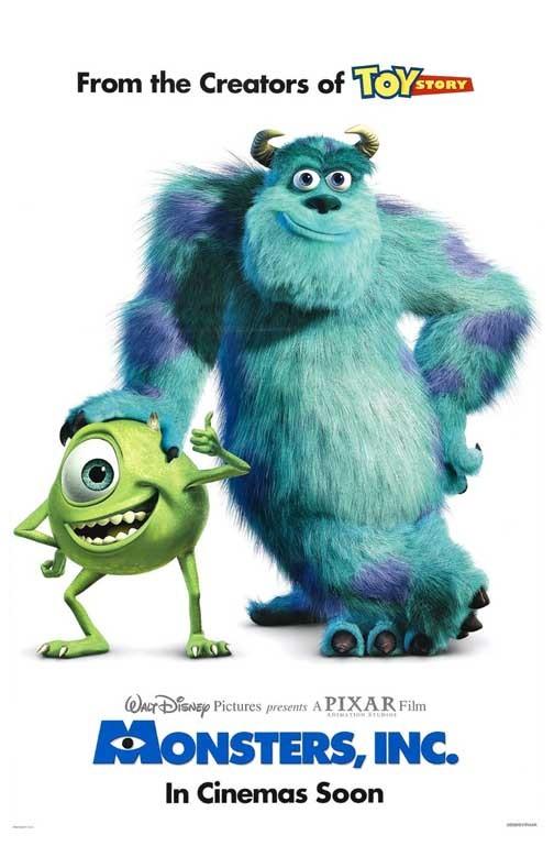 Billy Crystal MONSTERS, INC John Goodman advance movie poster 11x17 Pixar