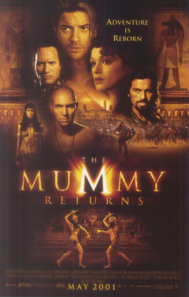 Brendan Fraser MUMMY RETURNS Rachel Weisz original studio movie poster 11x17