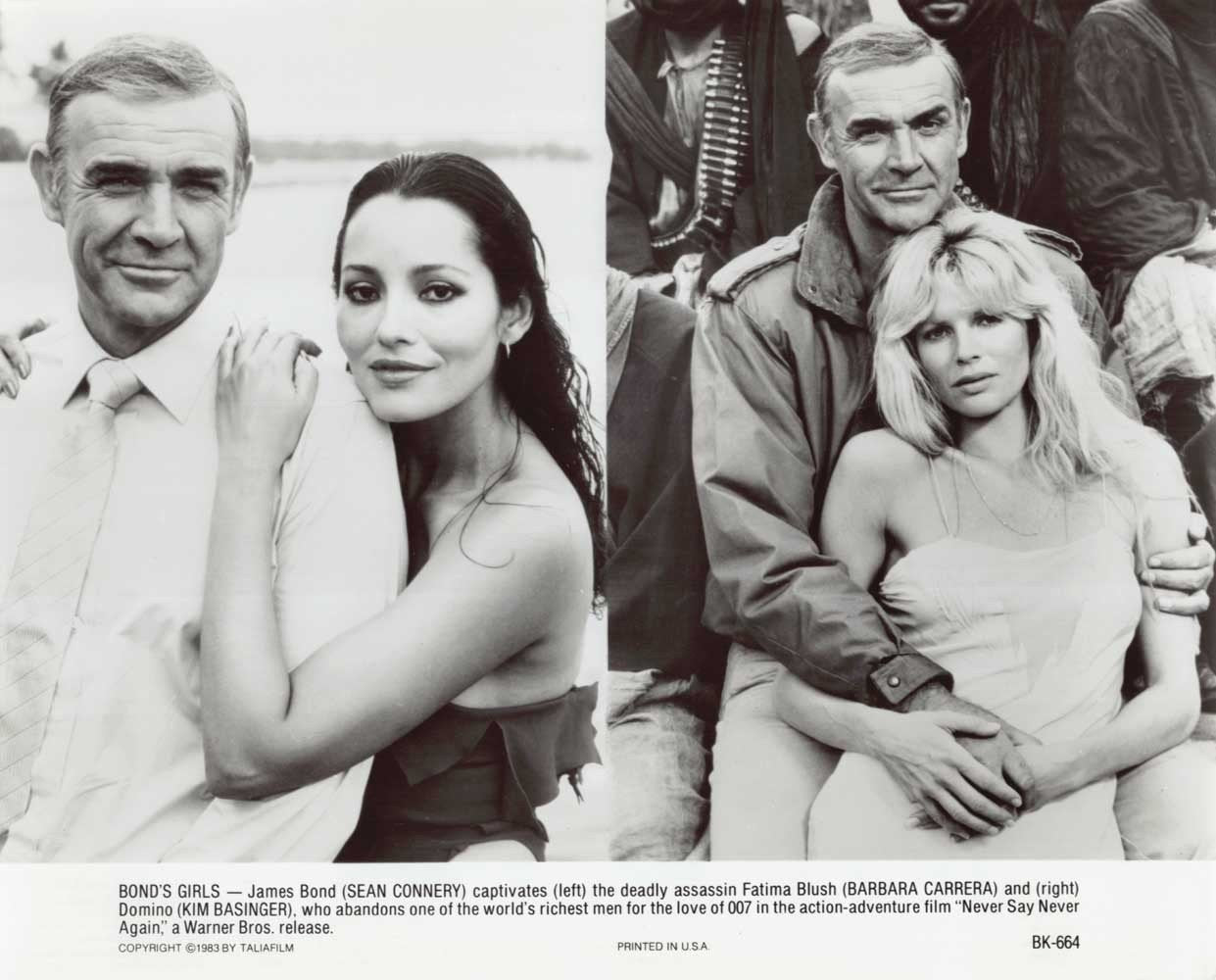 K Basinger B Carrera NEVER SAY NEVER AGAIN S Connery press photo James Bond 007