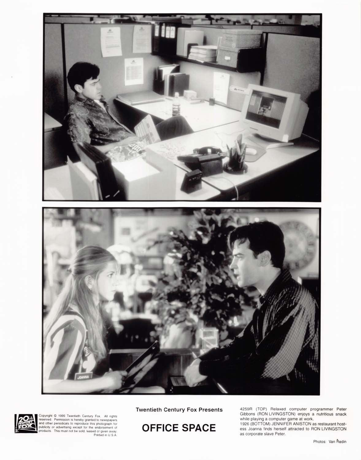 Ron Livingston OFFICE SPACE Jennifer Aniston Gary Cole original press photos
