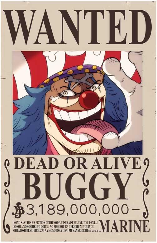 Buggy ONE PIECE 'Wanted' poster 11x17