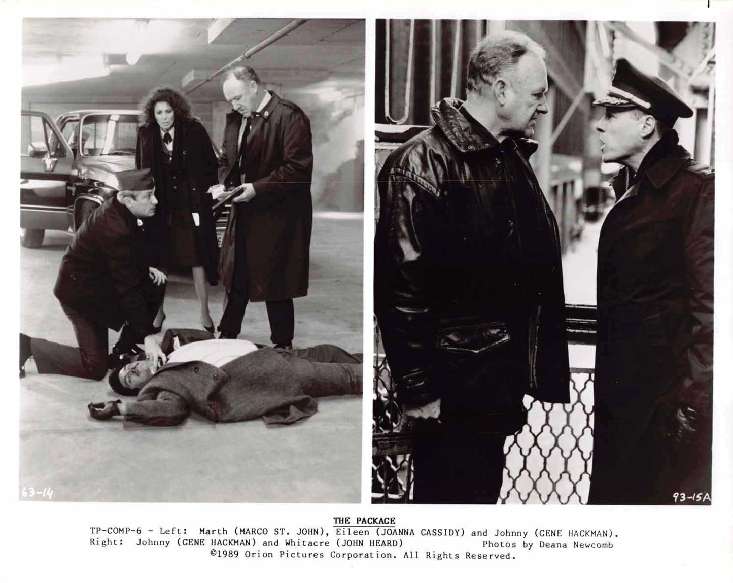 Joanna Cassidy Gene Hackman THE PACKAGE John Heard original press photo 1989