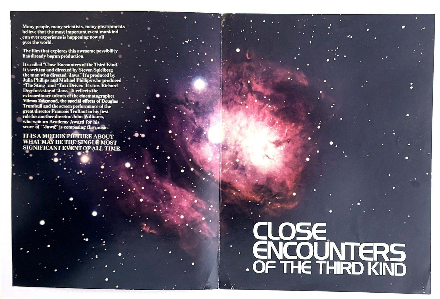 Steven Spielberg CLOSE ENCOUNTERS OF THE THIRD KIND color promo brochure 1977