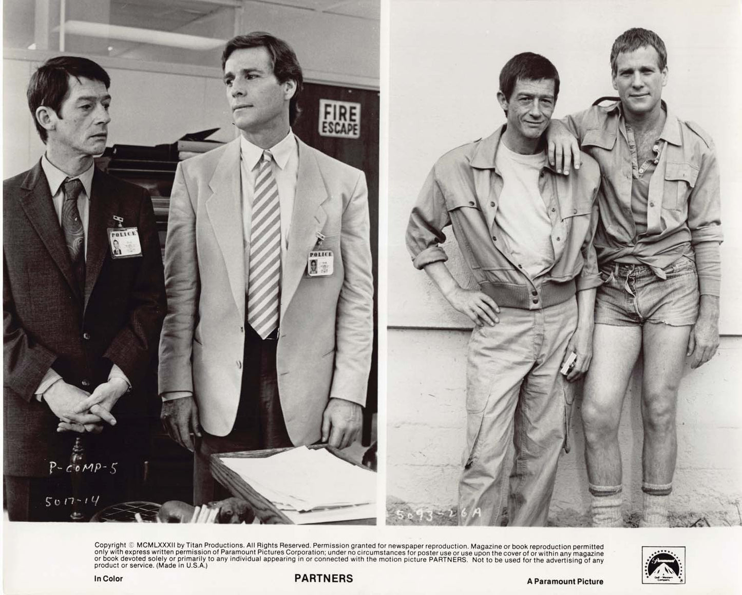 Ryan O'Neal PARTNERS John Hurt original 8x10 press photos 1982
