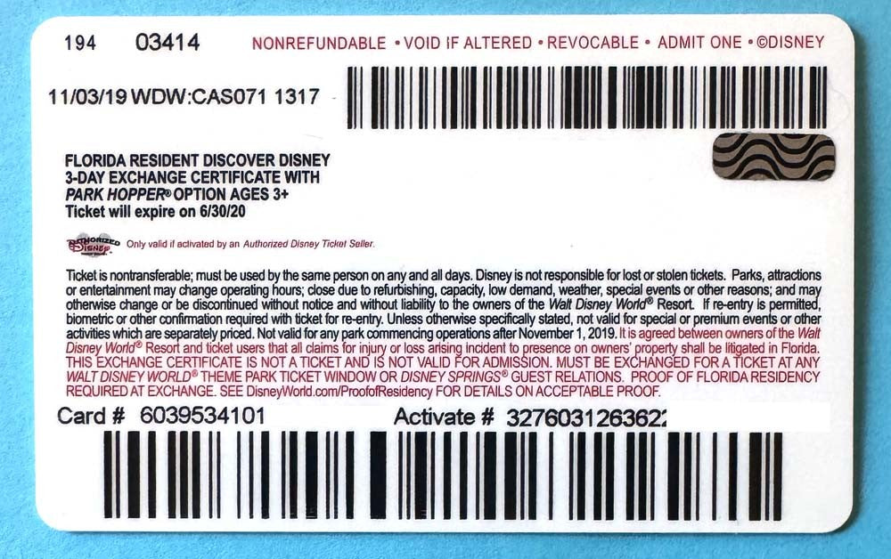 Walt Disney World STAR WARS Clone Trooper 3-day Park Hopper card EXPIRED