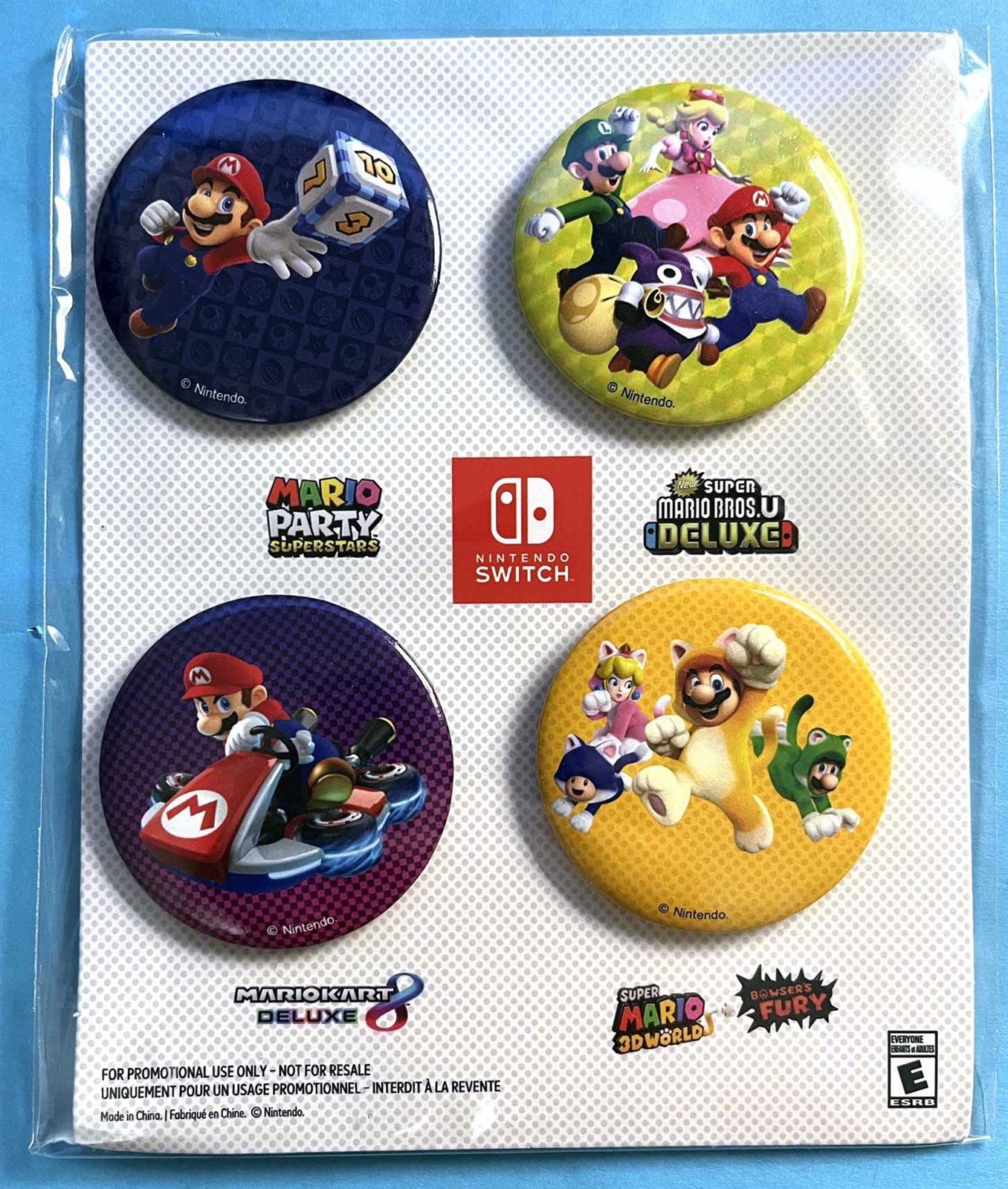 Nintendo Switch MARIO set of 4 promo pins NEW Gamestop