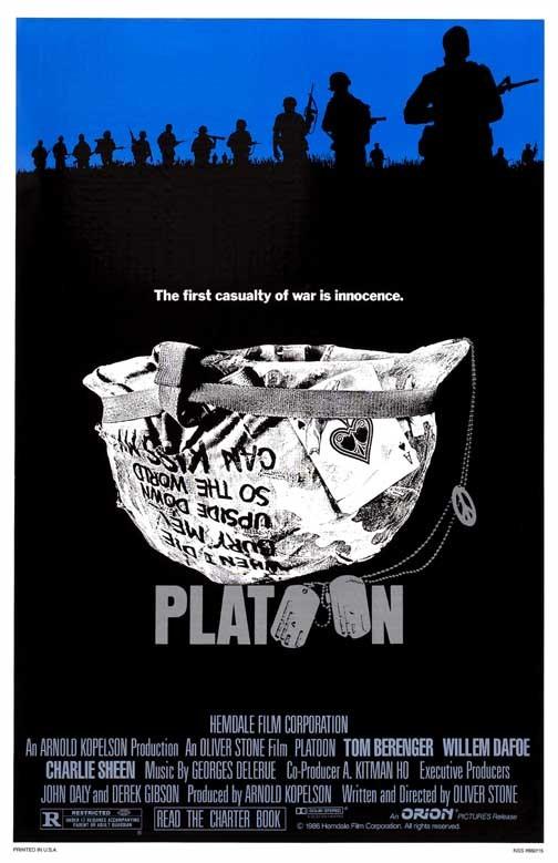 Willem Dafoe PLATOON Charlie Sheen Tom Berenger blue poster 11x17 Oliver Stone