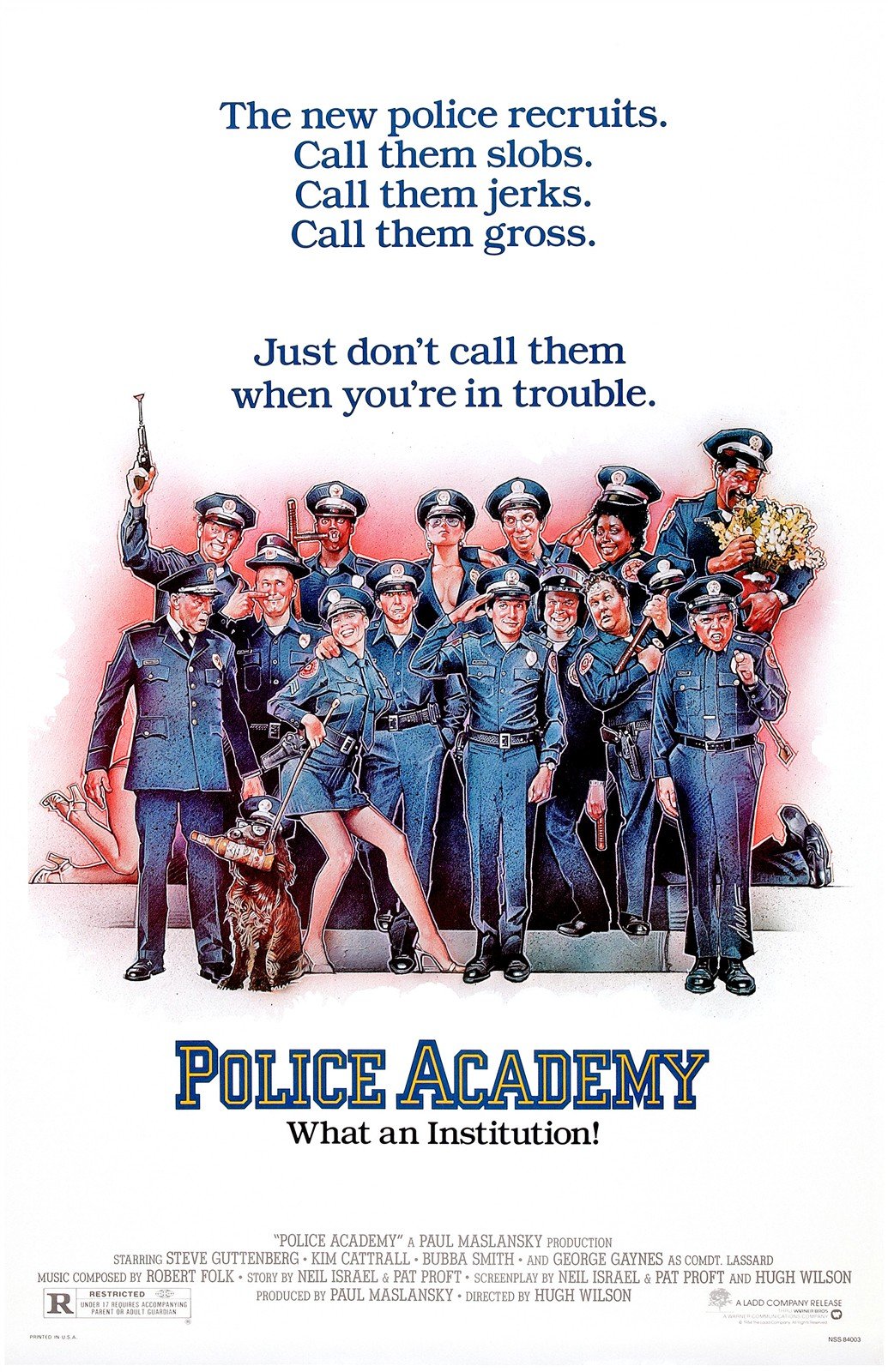 Steve Guttenberg POLICE ACADEMY Kim Cattrall movie poster 11x17 Drew Struzan