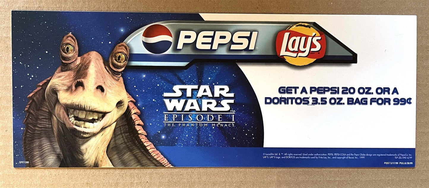 Lays Doritos STAR WARS EPISODE 1 Pepsi PVC store display NEW 1999 Jar Jar Binks