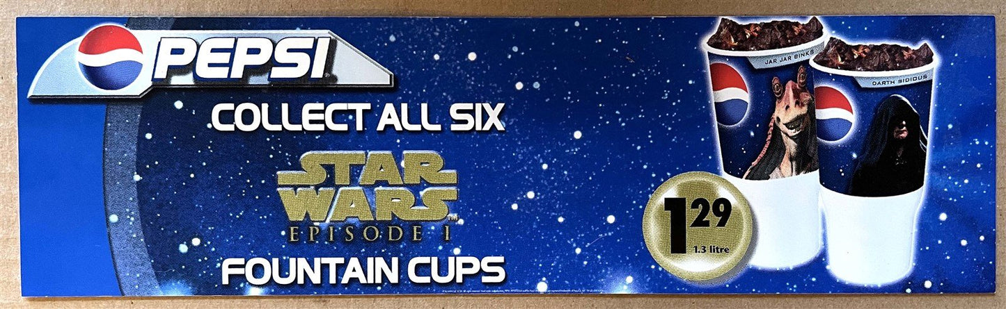 7-11 STAR WARS EPISODE 1 Pepsi Fountain Cups display NEW 1999 Darth Sidious