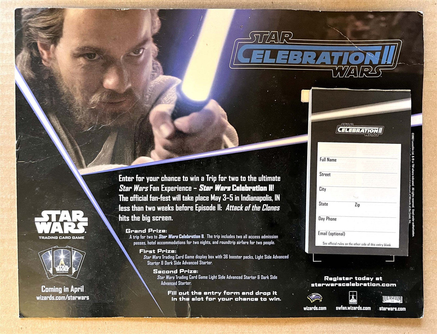 Wizards of the Coast STAR WARS CELEBRATION II contest counter display Obi-Wan