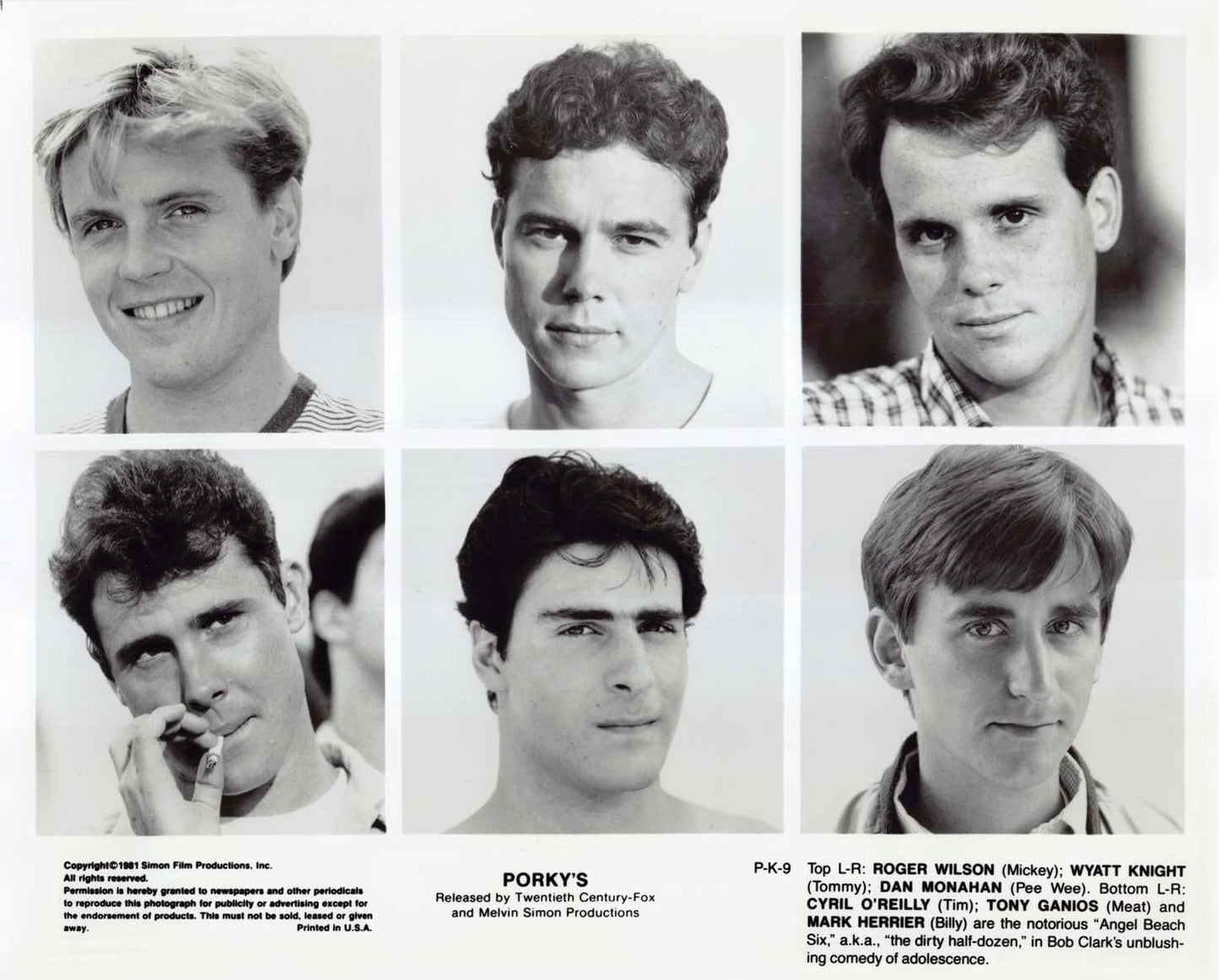Bob Clark's PORKY'S original press photos 1981 Dan Monahan Kim Cattrall