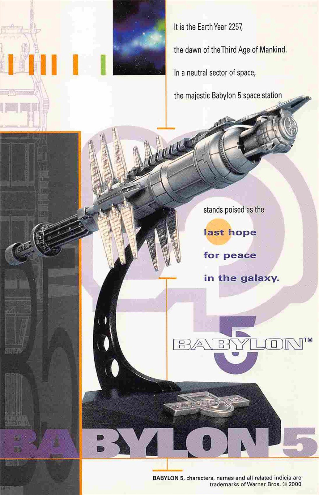 FactoryX BABYLON 5 statue oversized postcard store sell sheet 2000 NEW