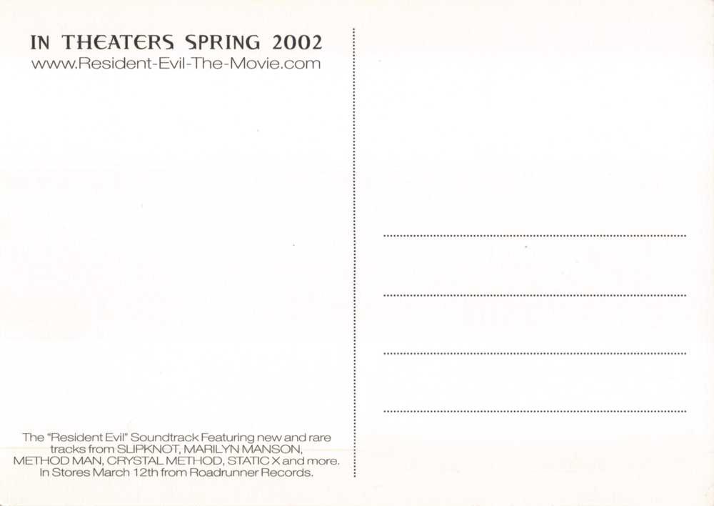 Milla Jovovich RESIDENT EVIL studio promo postcard 2002