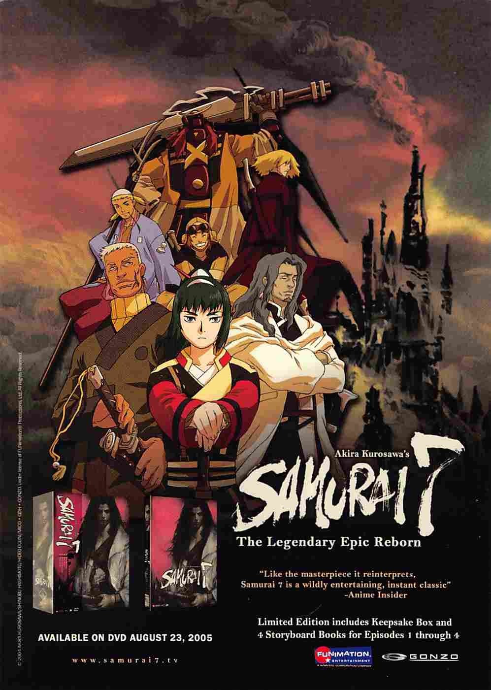 Funimation Akira Kurosawa's SAMURAI 7 promo oversize postcard 2004
