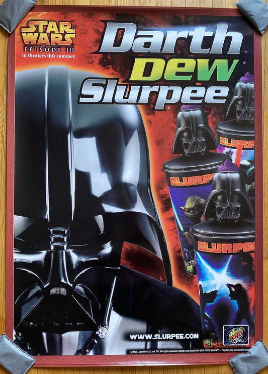7-11 STAR WARS EPISODE 3 Darth Dew Slurpee store display poster DARTH VADER 2003
