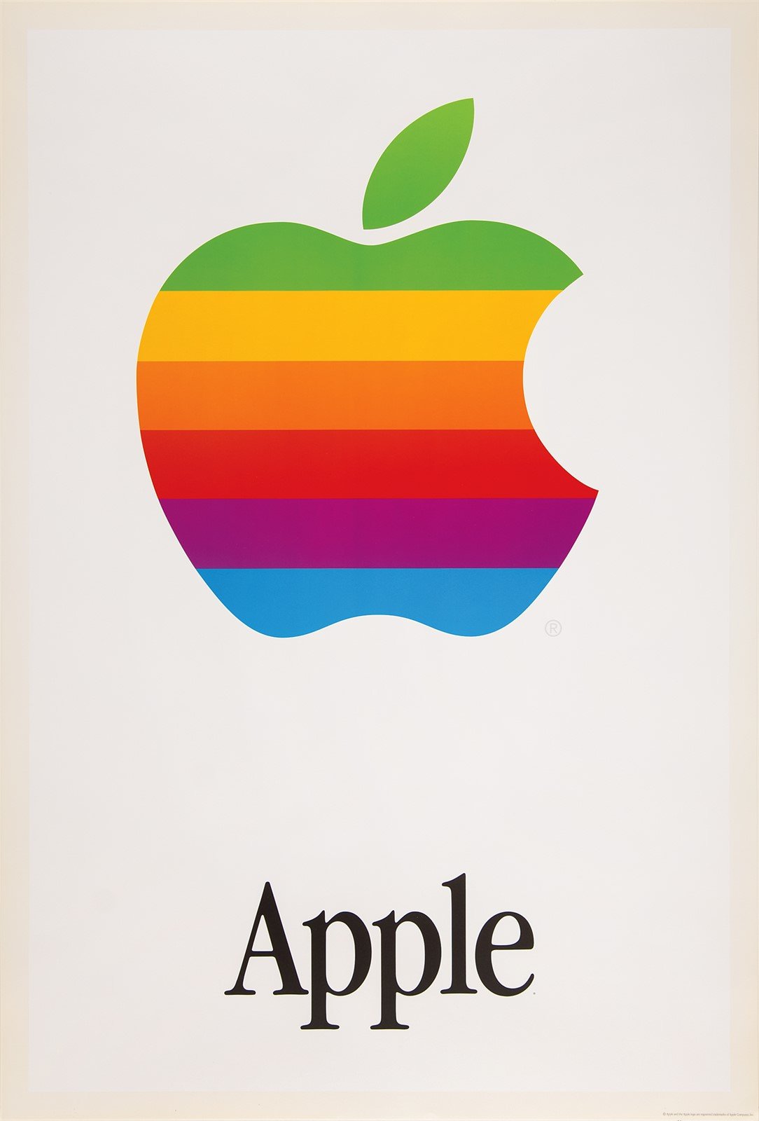 vintage 1980's Apple Computer 'Rainbow' logo poster Steve Jobs