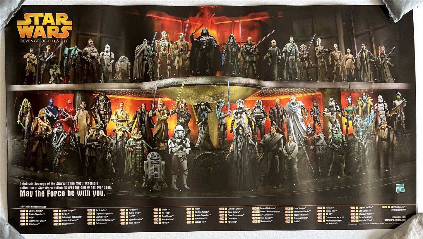 Hasbro STAR WARS REVENGE OF THE SITH action figure checklist poster 2005