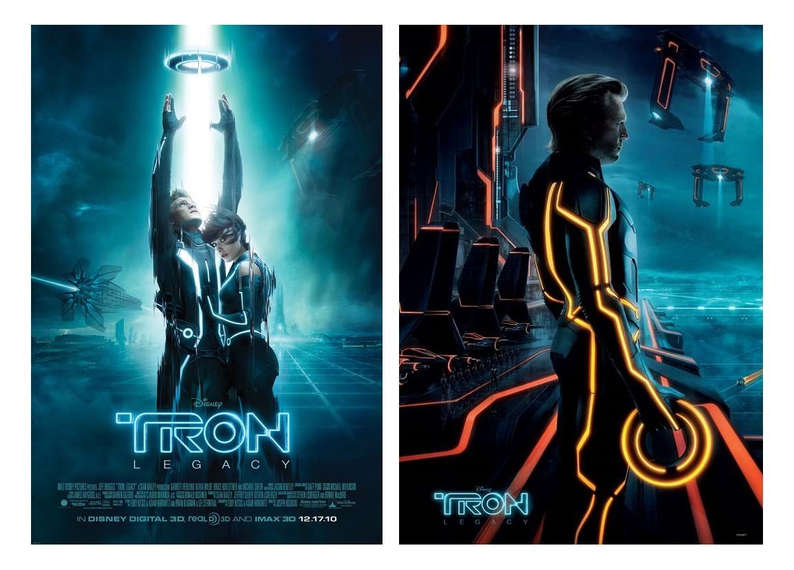 Jeff Bridges TRON LEGACY Hedlund Wilde premiere night dual image promo poster