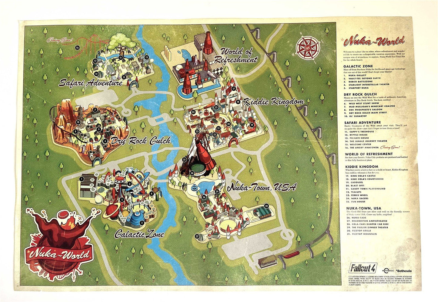 Bethesda FALLOUT 4 Nuka Cola Girl Nuka-World map promo poster 13½x20
