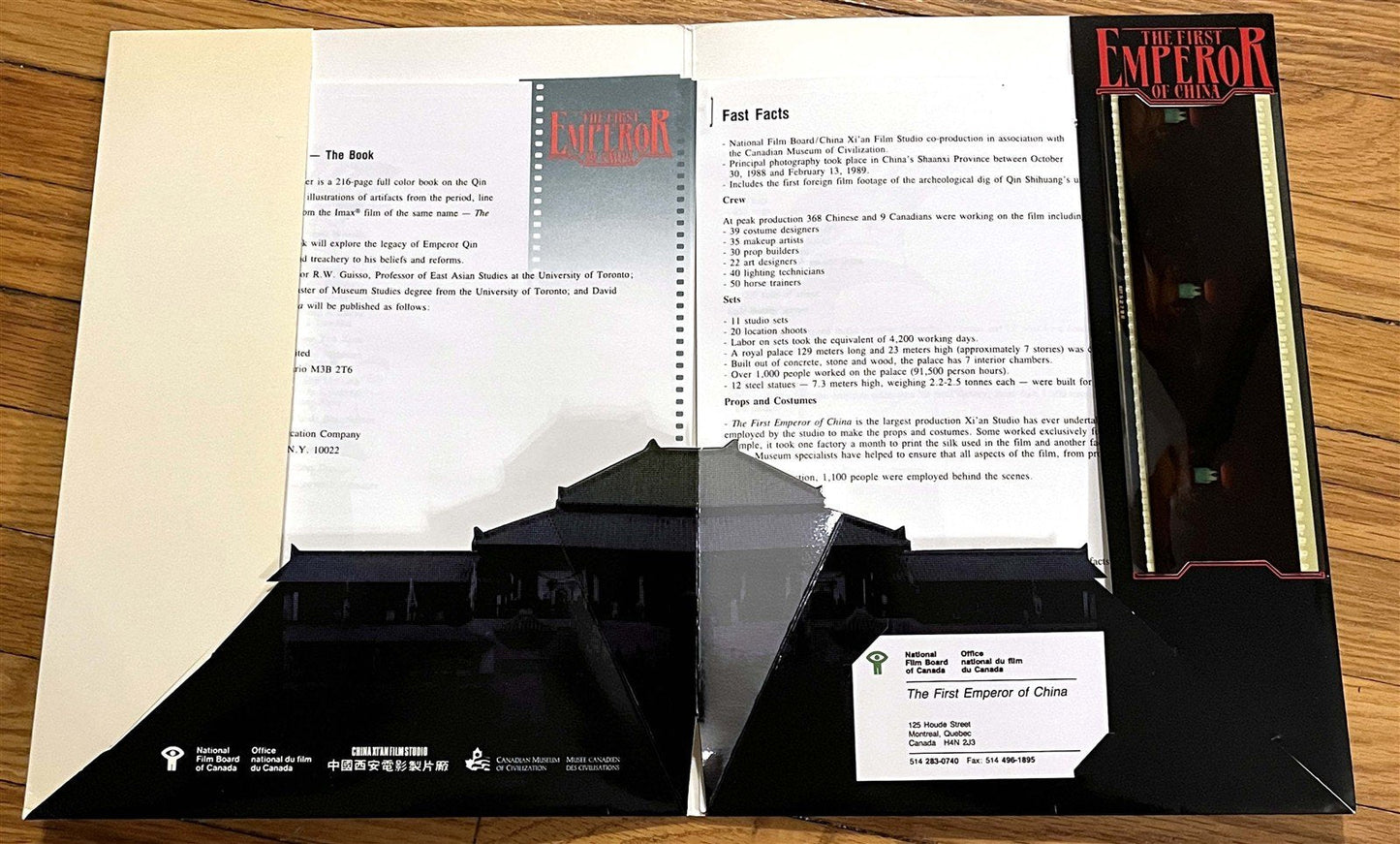 Imax FIRST EMPEROR OF CHINA press kit with 70mm film strip Christopher Plummer